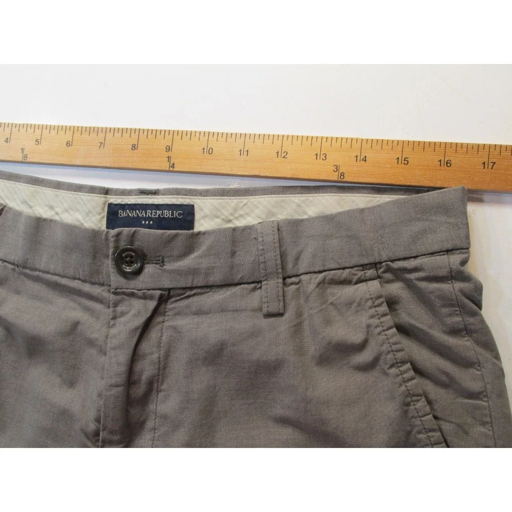 Banana Republic Mens Bermuda Shorts Brown 33 Cotton Flat Front Mid Rise 9 Inseam